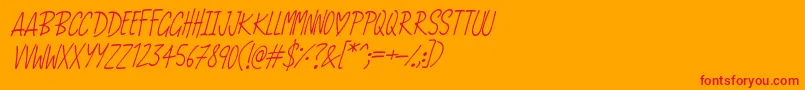 LoveAndRomanceItalic Font – Red Fonts on Orange Background