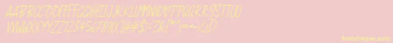 LoveAndRomanceItalic-Schriftart – Gelbe Schriften auf rosa Hintergrund