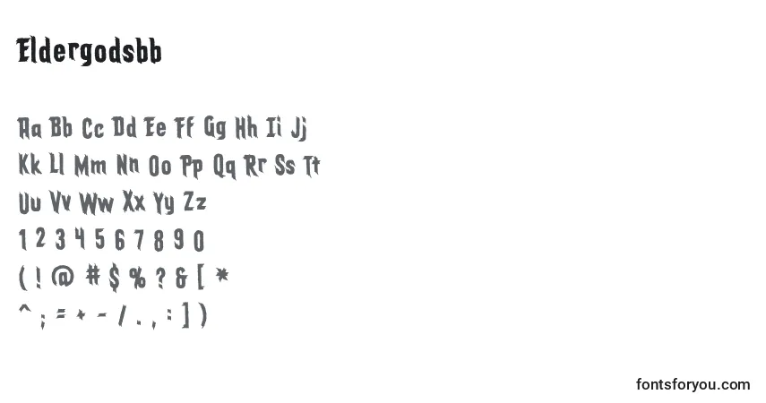 Schriftart Eldergodsbb – Alphabet, Zahlen, spezielle Symbole