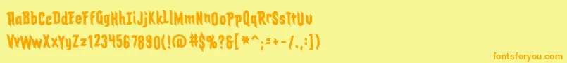 フォントEldergodsbb – オレンジの文字が黄色の背景にあります。