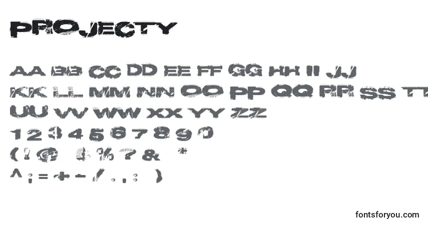 A fonte Projecty – alfabeto, números, caracteres especiais