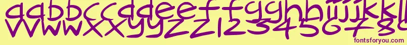 フォントCartoonInkstrokes – 紫色のフォント、黄色の背景
