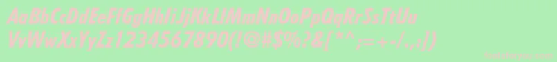 TempoLtHeavyCondensedItalic Font – Pink Fonts on Green Background