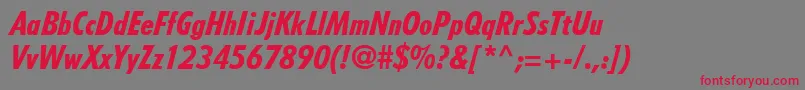 TempoLtHeavyCondensedItalic Font – Red Fonts on Gray Background