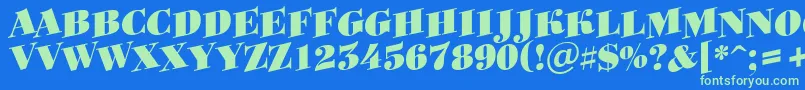 Bodoni8-Schriftart – Grüne Schriften auf blauem Hintergrund