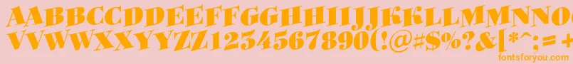 Bodoni8-Schriftart – Orangefarbene Schriften auf rosa Hintergrund