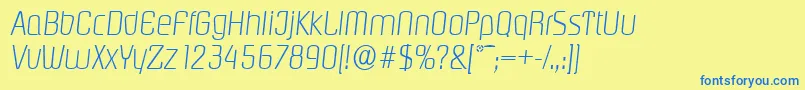 PasadenaserialXlightItalic Font – Blue Fonts on Yellow Background