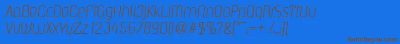 PasadenaserialXlightItalic-Schriftart – Braune Schriften auf blauem Hintergrund