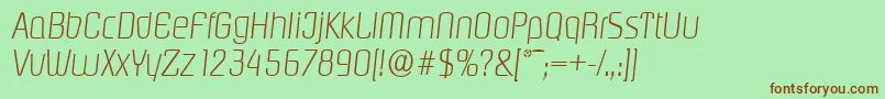 フォントPasadenaserialXlightItalic – 緑の背景に茶色のフォント