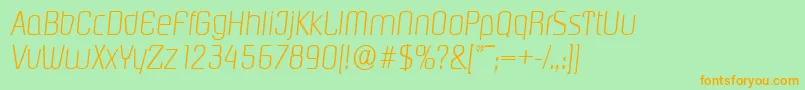 More about PasadenaserialXlightItalic Font PasadenaserialXlightItalic Font – Orange Fonts on Green Background