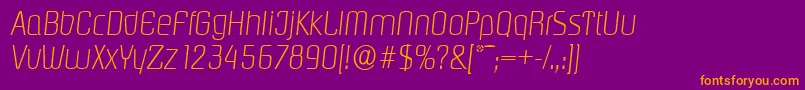 フォントPasadenaserialXlightItalic – 紫色の背景にオレンジのフォント