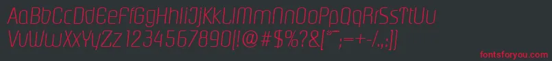 PasadenaserialXlightItalic Font – Red Fonts on Black Background