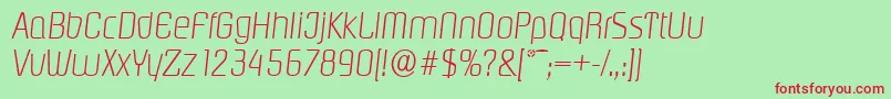 Fonte PasadenaserialXlightItalic – fontes vermelhas em um fundo verde