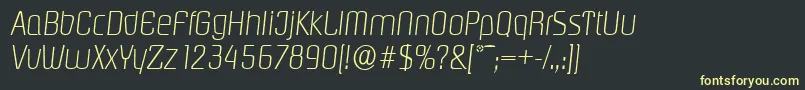 フォントPasadenaserialXlightItalic – 黒い背景に黄色の文字