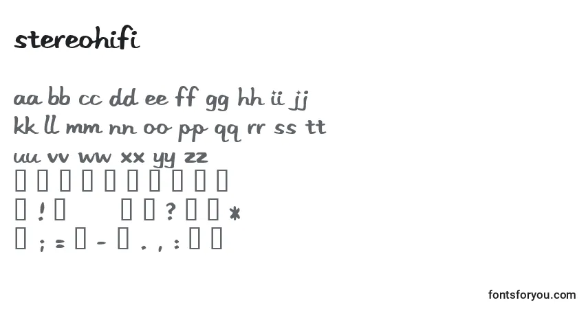 Schriftart Stereohifi – Alphabet, Zahlen, spezielle Symbole