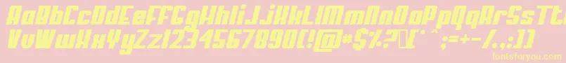 MyPumaOblique-Schriftart – Gelbe Schriften auf rosa Hintergrund