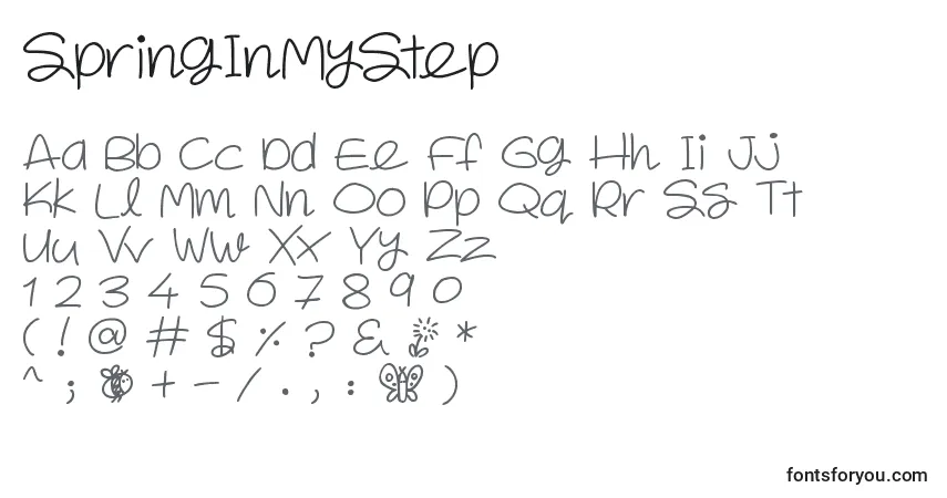 Schriftart SpringInMyStep – Alphabet, Zahlen, spezielle Symbole