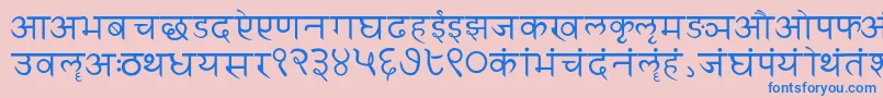 Sanskritwriting-fontti – siniset fontit vaaleanpunaisella taustalla