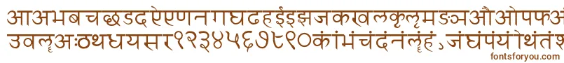 フォントSanskritwriting – 白い背景に茶色のフォント