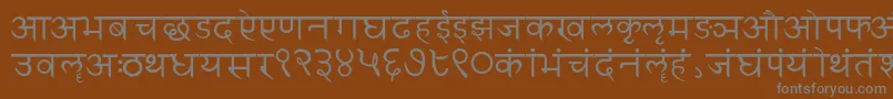 フォントSanskritwriting – 茶色の背景に灰色の文字