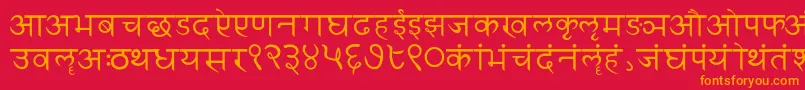 Sanskritwriting Font – Orange Fonts on Red Background