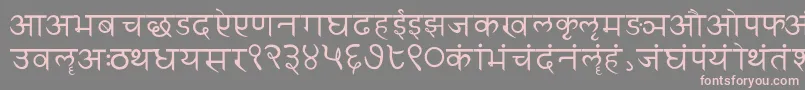 フォントSanskritwriting – 灰色の背景にピンクのフォント