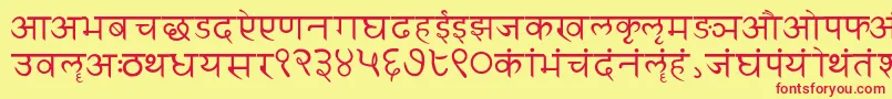 Sanskritwriting Font – Red Fonts on Yellow Background