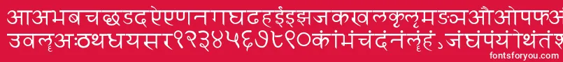 Czcionka Sanskritwriting – białe czcionki na czerwonym tle