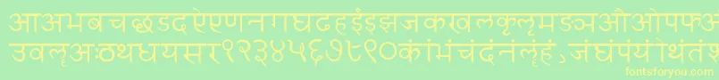 Sanskritwriting-Schriftart – Gelbe Schriften auf grünem Hintergrund