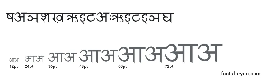 Tamanhos de fonte Sanskritwriting
