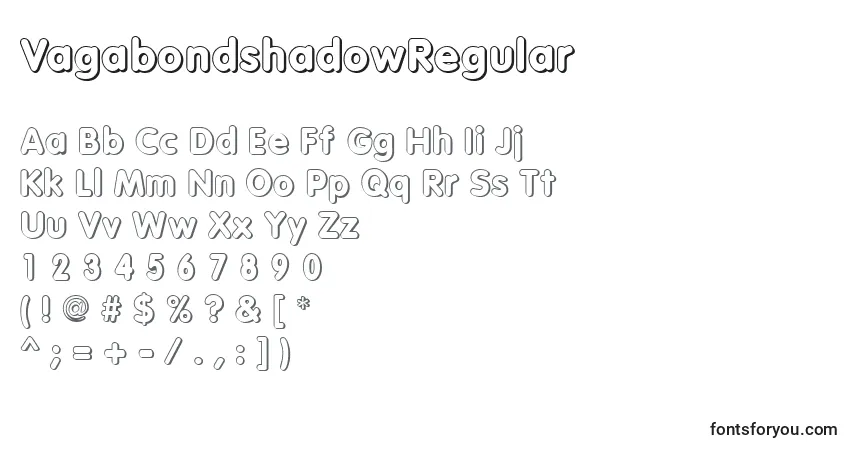 A fonte VagabondshadowRegular – alfabeto, números, caracteres especiais