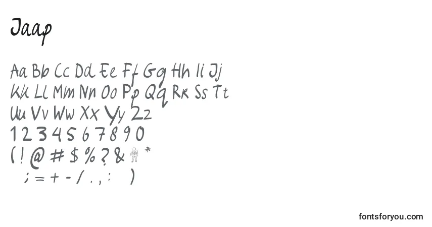Schriftart Jaap – Alphabet, Zahlen, spezielle Symbole