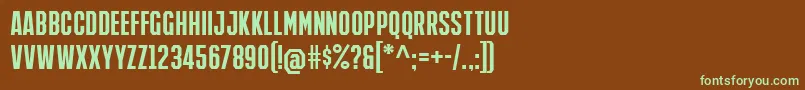 Шрифт IronManOfWar001cNcv – зелёные шрифты на коричневом фоне