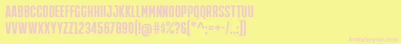 IronManOfWar001cNcv-fontti – vaaleanpunaiset fontit keltaisella taustalla