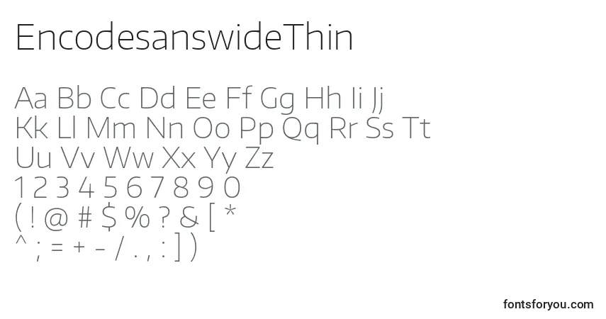 EncodesanswideThinフォント–アルファベット、数字、特殊文字