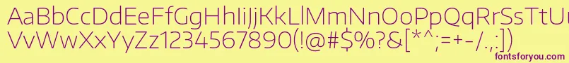 EncodesanswideThin-Schriftart – Violette Schriften auf gelbem Hintergrund