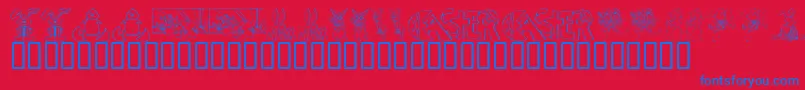 KrEasterNo2-Schriftart – Blaue Schriften auf rotem Hintergrund