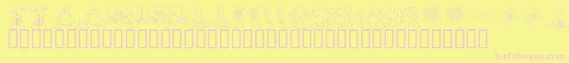 KrEasterNo2-fontti – vaaleanpunaiset fontit keltaisella taustalla