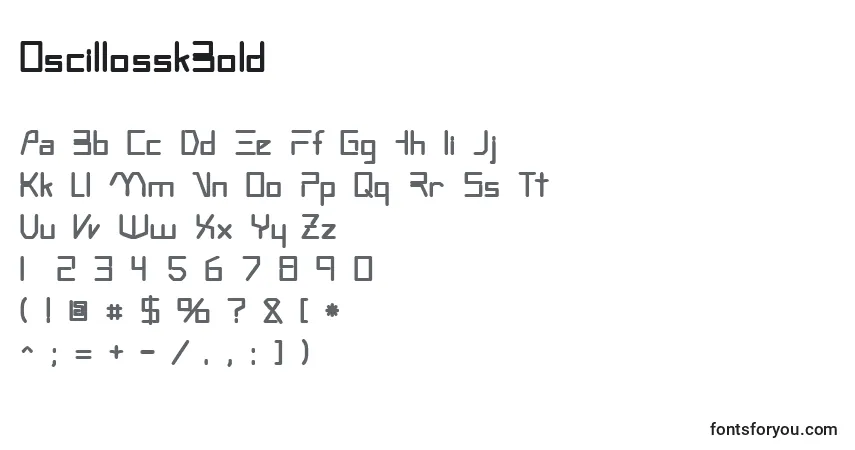 A fonte OscillosskBold – alfabeto, números, caracteres especiais