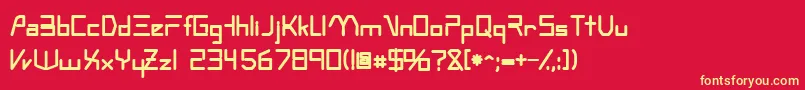 フォントOscillosskBold – 黄色の文字、赤い背景