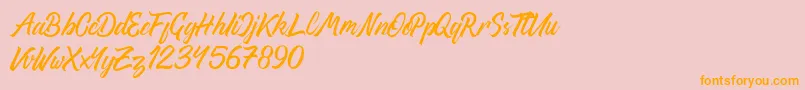 ThipeTypefaceDemo-Schriftart – Orangefarbene Schriften auf rosa Hintergrund