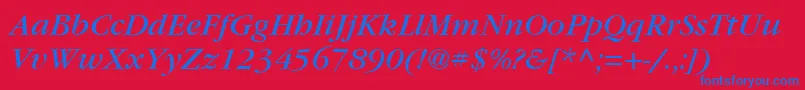 フォントItcGaramondLtBookItalic – 赤い背景に青い文字