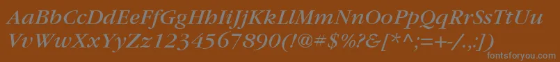 ItcGaramondLtBookItalic-Schriftart – Graue Schriften auf braunem Hintergrund