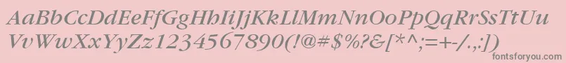 Weitere Informationen zur ItcGaramondLtBookItalic-Schriftart ItcGaramondLtBookItalic-Schriftart – Graue Schriften auf rosa Hintergrund