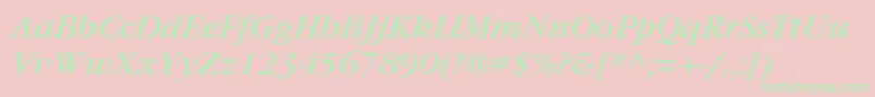 ItcGaramondLtBookItalic-Schriftart – Grüne Schriften auf rosa Hintergrund