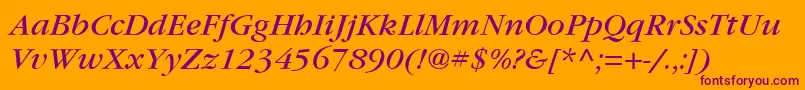 ItcGaramondLtBookItalic Font – Purple Fonts on Orange Background