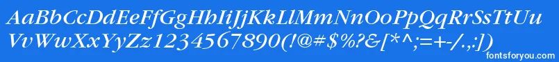 フォントItcGaramondLtBookItalic – 青い背景に白い文字