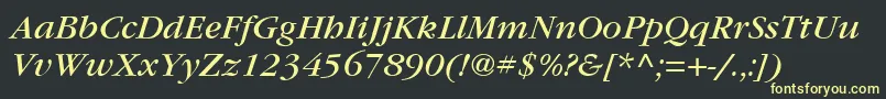 フォントItcGaramondLtBookItalic – 黒い背景に黄色の文字