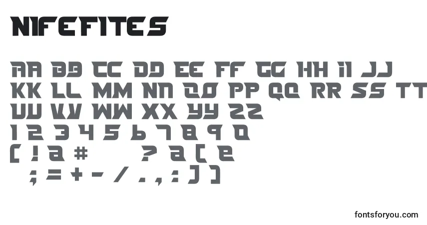 Schriftart NifeFites – Alphabet, Zahlen, spezielle Symbole