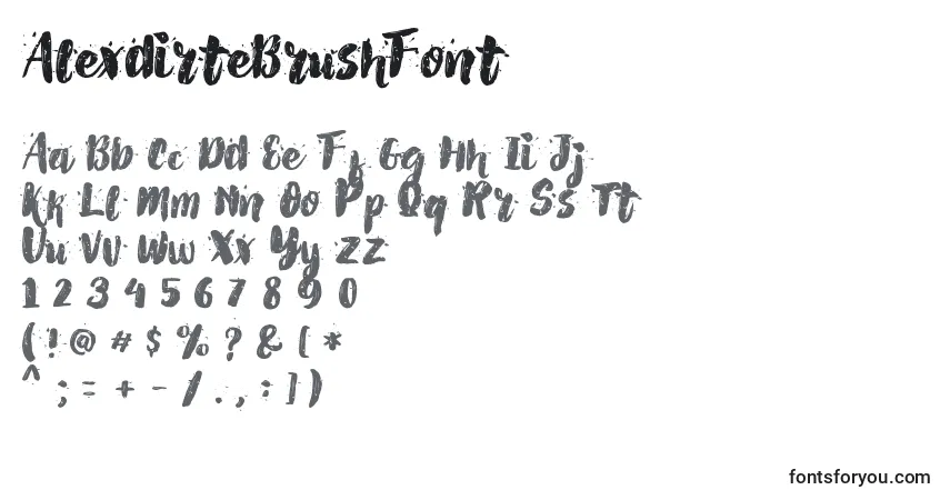 Fuente AlexdirteBrushFont (91663) - alfabeto, números, caracteres especiales